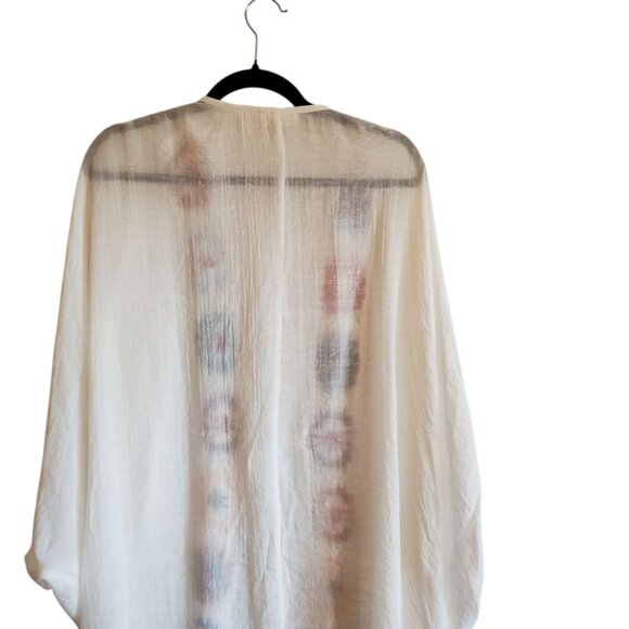 Entro Anthropologie White Medium Colorful Crochet Flowers Floral Cardigan XL - Picture 8 of 15